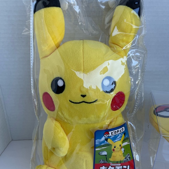 NEW Japan Pokemon Pikachu Yellow Golf Headcovers Putter Woods Hybrid - Set Of 2 - Picture 2 of 6